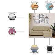 Megan RHS 4 Seater L Shaped Sofa Cum Bed for Living Room (Cream Fabric) Premium Fabric Sofa