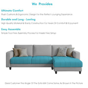 Oslo 4 Seater RHS L Shape Sofa Set for Living Room (Turquise Grey Fabric) Premium Fabric Sofa Set for Living Room