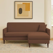 Valkyrie 4 Seater L Shape Convertible Sofa Set for Living Room, 3 Seater & Ottoman Modular Sectional Couch for Small Space (Brown Colour) Fabric