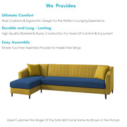 Neyami LHS 6 Seater L Shape Sofa Set for Living Room (Blue Yellow) Premium Fabric Sofa Set