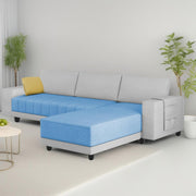 Linus RHS 4 Seater L Shape Sofa Set for Living Room (Turquise Grey Fabric) Premium Fabric Sofa
