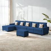 Casaliving Mentor LHS 8 Seater L Shape Sofa Set with Center Table for Living Room (Blue Colour) Premium Fabric Sofa Set