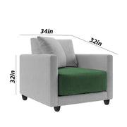 Dominic 1 Seater Sofa Set for Living Room (Black Grey Fabric) Premium Fabric Sofa