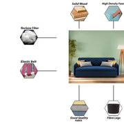 Casaliving Balbus 3 Seater Sofa Cum Bed for Living Room (Blue Fabric) Premium Fabric Sofa