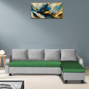 Asper RHS 6 Seater L Shape Sofa Set for Living Room (Green Grey Fabric) Premium Fabric Sofa