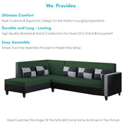 Nordy LHS 6 Seater L Shape Sofa Set for Living Room (Green Black Colour) Premium Fabric Sofa Set