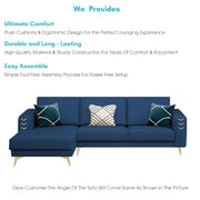 Falco LHS 4 Seater L Shape Sofa Set for Living Room (Blue Fabric) Premium Fabric Sofa
