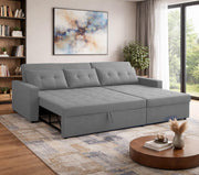Casaliving Treshta 4 Seater LHS L - Shape Pull-Out Sofa Cum Bed with Storage Sofa for Living Room (Brown Fabric Color) Premium Fabric Sofa Set for Living Room Sofa Cum Bed