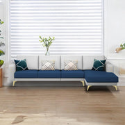 Falco RHS 6 Seater L Shape Sofa Set for Living Room (Blue Grey Fabric) Premium Fabric Sofa