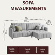 Netlie 4 Seater RHS L Shape Sofa Set for Living Room (Grey Fabric) Premium Fabric Sofa Set for Living Room