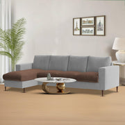 Charmi LHS 6 Seater L Shape Sofa Set for Living Room (Brown Grey Fabric) Premium Fabric Sofa