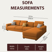 Orion RHS 6 Seater L Shape Sofa Set for Living Room (Orange Colour) Premium Fabric Sofa