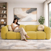 Casaliving Vetras Modern Velvet Bubble Cloud Sofa, Tufted Design Upholstered 3 Seater Sofa Set for Living Room,(Blue Colour) Premium Velvet Fabric Sofa