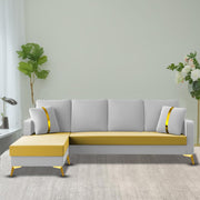 Casaliving Mandis LHS 4 Seater L Shape Sofa Set for Living Room (Black Fabric) Premium Fabric Sofa