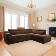 Elldona RHS 6 Seater Corner L Shape Sofa Set for Living Room (Brown) Premium Fabric Sofa