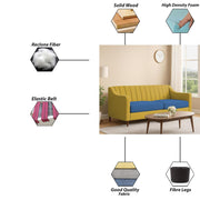 Mobius 3 Seater Sofa Set for Living Room (Blue Yellow Colour Sofa) Premium Fabric Sofa for Living Room