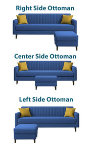 Casaliving Premium Conva Fabric 4 Seater L Shape Sofa Set 4 Seater Modern Sofa Set & Interchangeable Ottoman for Living Room (Blue Color Fabric)