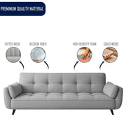 Francois 3 Seater Convertible Sofa Cum Bed for Living Room (Grey Fabric) Premium Fabric Sofa