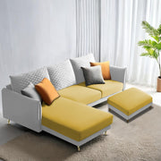 Casaliving Stanly LHS 4 Seater L Shape Sofa with Center Table for Living Room (Blue Fabric)