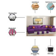 Emerson Modern U-Shaped Sectional Sofa Set 9 Seater, Sofa Couch with 3 Puffy for Hall (Black Colour) Premium Leatherette Fabric Sofa
