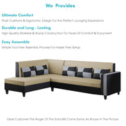 Nordy LHS 6 Seater L Shape Sofa Set for Living Room (Cream Black Colour) Premium Fabric Sofa Set