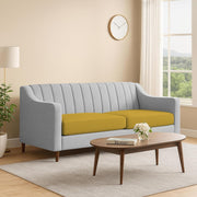 Mobius 3 Seater Sofa Set for Living Room (Yellow Grey Colour Sofa) Premium Fabric Sofa for Living Room