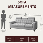 Casaliving Amara 3 Seater Sofa Set for Living Room (Black Purple Colour Fabric) Premium Fabric Sofa
