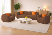 Vesta Modern Velvet Bubble Cloud Sofa, Tufted Design Upholstered 3+1+1 Seater Sofa Set for Living Room, (Black Colour) Premium Velvet Fabric Sofa
