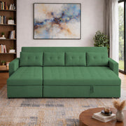 Casaliving Treshta 6 Seater LHS L - Shape Pull-Out Sofa Cum Bed Sofa for Living Room (Dark Grey Fabric Color) Premium Fabric Sofa Set for Living Room Sofa Cum Bed
