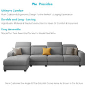 Orion LHS 6 Seater L Shape Sofa Set for Living Room (Grey Colour) Premium Fabric Sofa
