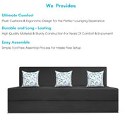 Mapron 1 Seater Sofa Cum Bed with 1 Cushions for Living Room (Black Fabric) Premium Fabric Sofa 2.5x6 Feet