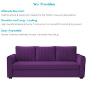 Clifton 3 Seater Sofa Cum Bed for Living Room (Purple Fabric) Premium Fabric Sofa