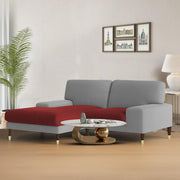 Latieo LHS 2 Seater Lounger L Shape Sofa Set for Living Room (Maroon Grey) Premium Fabric Sofa