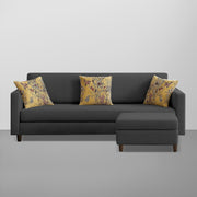 Casaliving Premium Lifestyle Fabric 4 Seater L Shape Sofa Set 3 Seater Modern Sofa Set & Ottoman for Living Room (Black Color)