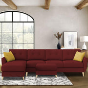 Lizel LHS 6 Seater L Shape Sofa Set with Center Table for Living Room (Maroon Fabric) Premium Velvet Fabric Sofa