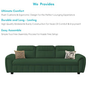 Alicia 3 Seater Sofa Cum Bed for Living Room (Green Fabric) Premium Fabric Sofa