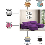 Rone 6 Seater L-Shaped & U-Shaped Sofas Set for Living Room – (Purple Colour Fabric) Premium Comfort Sofa