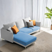 Casaliving Stanly LHS 4 Seater L Shape Sofa Set for Living Room (Blue Fabric) Premium Fabric Sofa