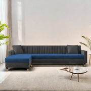 Garcia LHS 6 Seater L Shape Sofa Set for Living Room (Black Grey - Colour) Premium Fabric Sofa Set