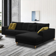 Viva RHS 6 Seater L Shape Sofa Set for Living Room (Black) Premium Fabric Sofa