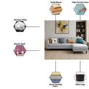 Aria RHS 4 Seater L Shape Sofa Set for Living Room (Grey) Premium Fabric Sofa Set