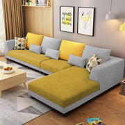 Casaliving Margreta RHS 6 Seater L Shape Sofa Set for Living Room (Black Grey Fabric) Premium Fabric Sofa