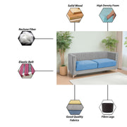 Ember 3 Seater Sofa Set for Living Room (Turquise Grey Colour) Premium Fabric Sofa