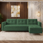 Casaliving Flexora Modern Velvet Fabric Upholstered 3 Seater Sofa Set with Ottoman for Living Room, Premium Velvet Fabric Sofa (Black Colour)