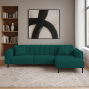 Damian RHS 4 Seater L Shape Sofa Set for Living Room (Pine Colour Fabric) Premium Fabric Sofa Set for Living Room