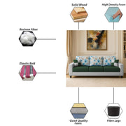 Rolando 3 Seater Sofa Set for Living Room (Green Grey Colour) Premium Fabric Sofa Set