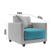 Dominic 1 Seater Sofa Set for Living Room (Black Grey Fabric) Premium Fabric Sofa