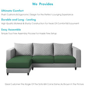 Mikasa 4 Seater LHS L Shape Sofa Set for Living Room (Green Grey Fabric) Premium Fabric Sofa Set for Living Room