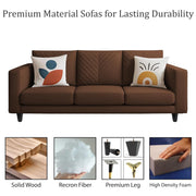 Mikasa 3 Seater Sofa Set for Living Room (Brown Colour Fabric) Premium Fabric Sofa