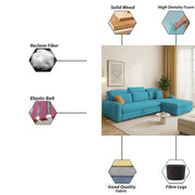 Gagnon LHS 6 Seater L Shape Corner Sofa Cum Bed for Living Room (Yellow Fabric) Premium Fabric Sofa